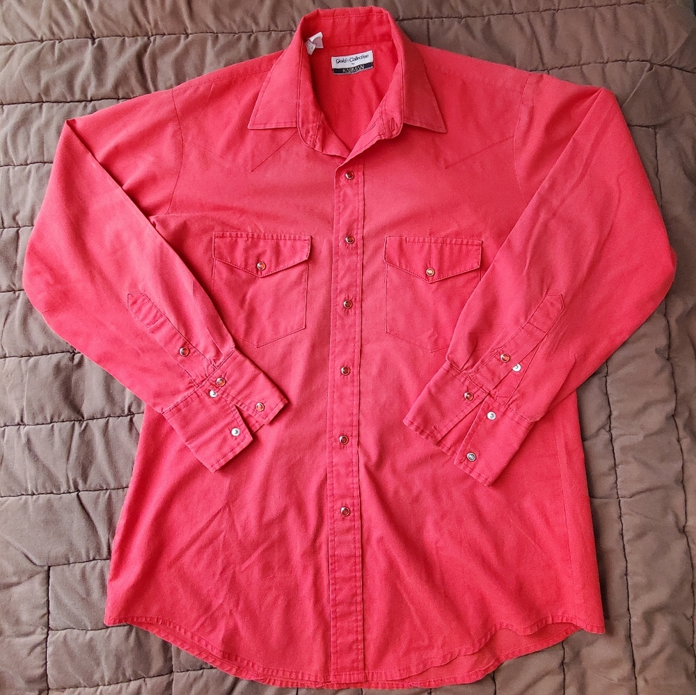 Vintage Karman Western Men's Long Sleeve. RED SNAPS. Med/Large. GVPWC.